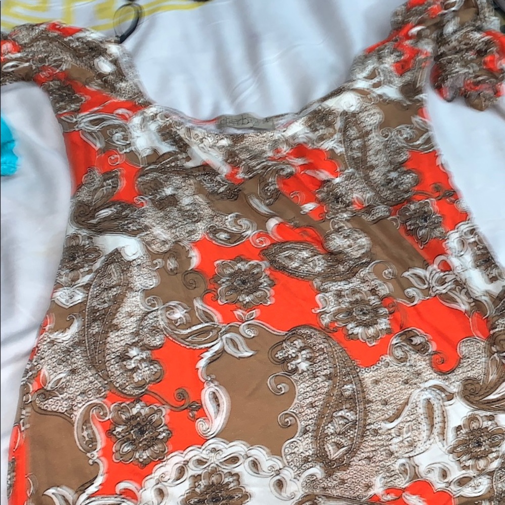 Darby Home Co Orange and Brown Floral Mini Dress